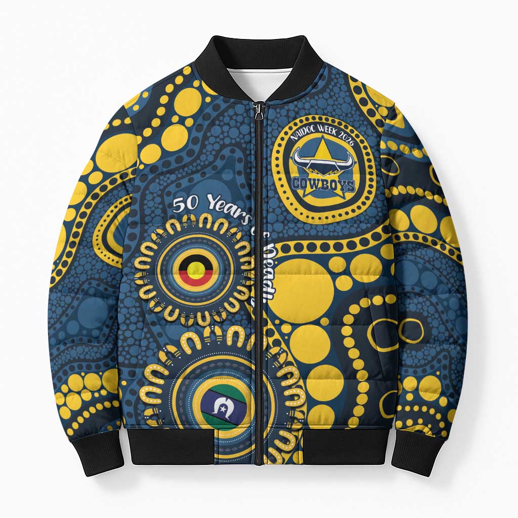 Cowboys NAIDOC Week 2026 Personalised Bomber Puffer Jacket 50 Years of Deadly Aboriginal Art