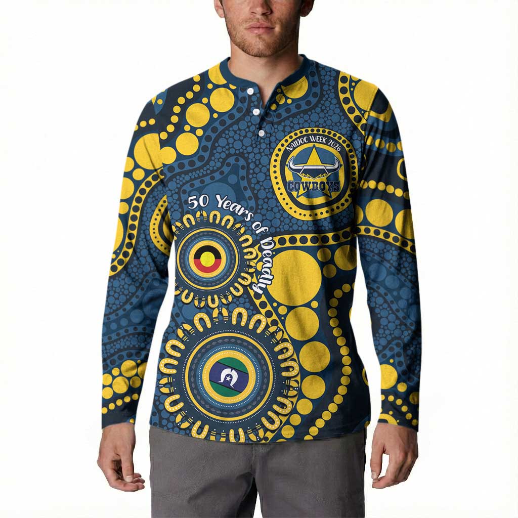 Cowboys NAIDOC Week 2026 Personalised Button Sweatshirt 50 Years of Deadly Aboriginal Art