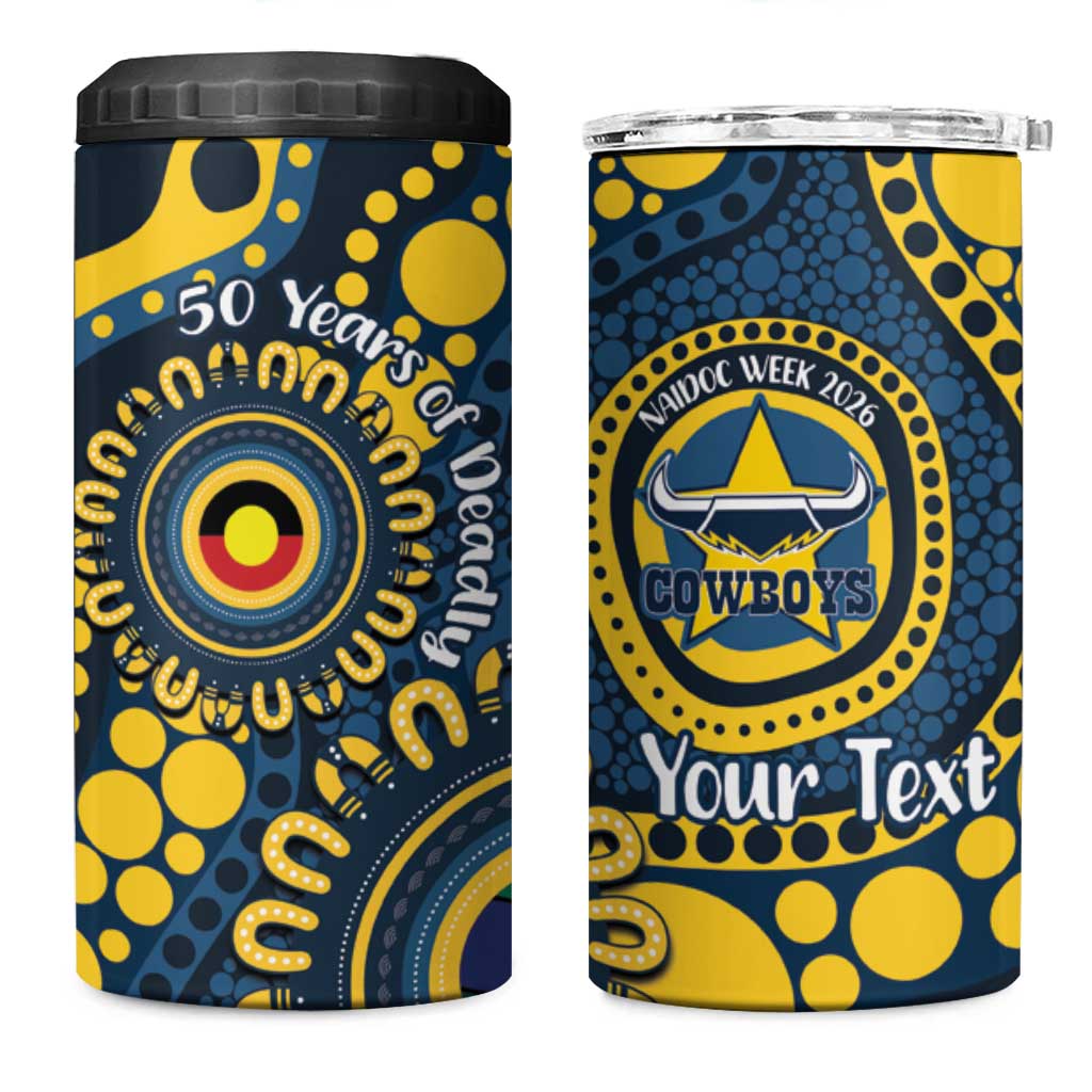 Cowboys NAIDOC Week 2026 Personalised 4 in 1 Can Cooler Tumbler 50 Years of Deadly Aboriginal Art