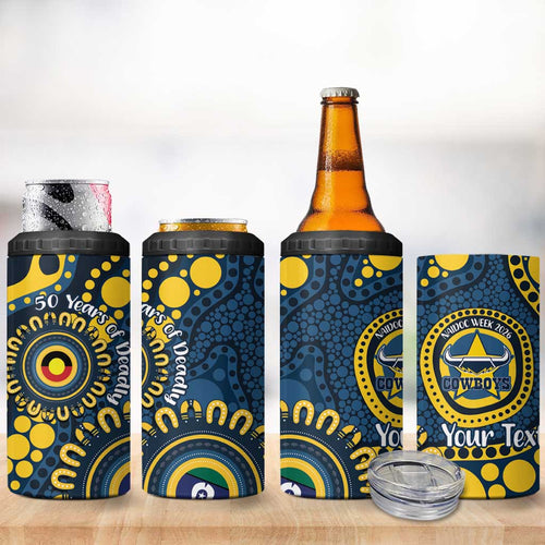 Cowboys NAIDOC Week 2026 Personalised 4 in 1 Can Cooler Tumbler 50 Years of Deadly Aboriginal Art