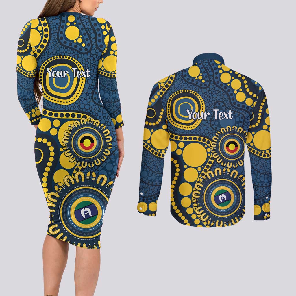 Cowboys NAIDOC Week 2026 Personalised Couples Matching Long Sleeve Bodycon Dress and Long Sleeve Button Shirt 50 Years of Deadly Aboriginal Art