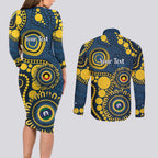 Cowboys NAIDOC Week 2026 Personalised Couples Matching Long Sleeve Bodycon Dress and Long Sleeve Button Shirt 50 Years of Deadly Aboriginal Art