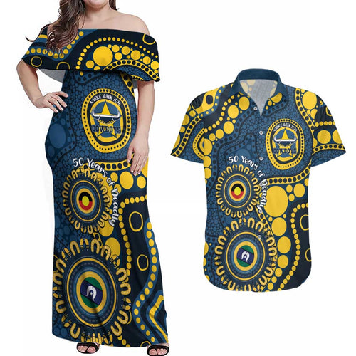 Cowboys NAIDOC Week 2026 Personalised Couples Matching Off Shoulder Maxi Dress and Hawaiian Shirt 50 Years of Deadly Aboriginal Art