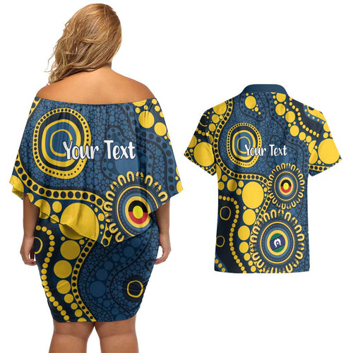 Cowboys NAIDOC Week 2026 Personalised Couples Matching Off Shoulder Short Dress and Hawaiian Shirt 50 Years of Deadly Aboriginal Art