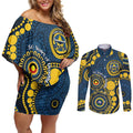 Cowboys NAIDOC Week 2026 Personalised Couples Matching Off Shoulder Short Dress and Long Sleeve Button Shirt 50 Years of Deadly Aboriginal Art