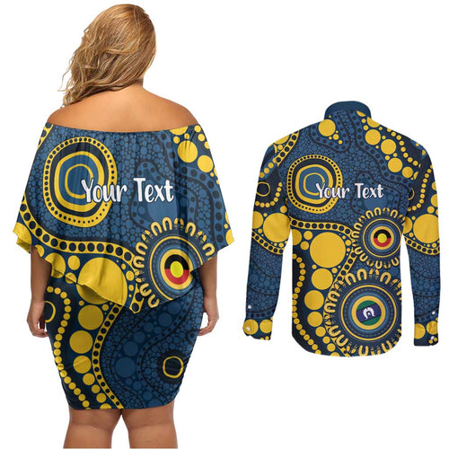 Cowboys NAIDOC Week 2026 Personalised Couples Matching Off Shoulder Short Dress and Long Sleeve Button Shirt 50 Years of Deadly Aboriginal Art