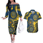 Cowboys NAIDOC Week 2026 Personalised Couples Matching Off The Shoulder Long Sleeve Dress and Hawaiian Shirt 50 Years of Deadly Aboriginal Art