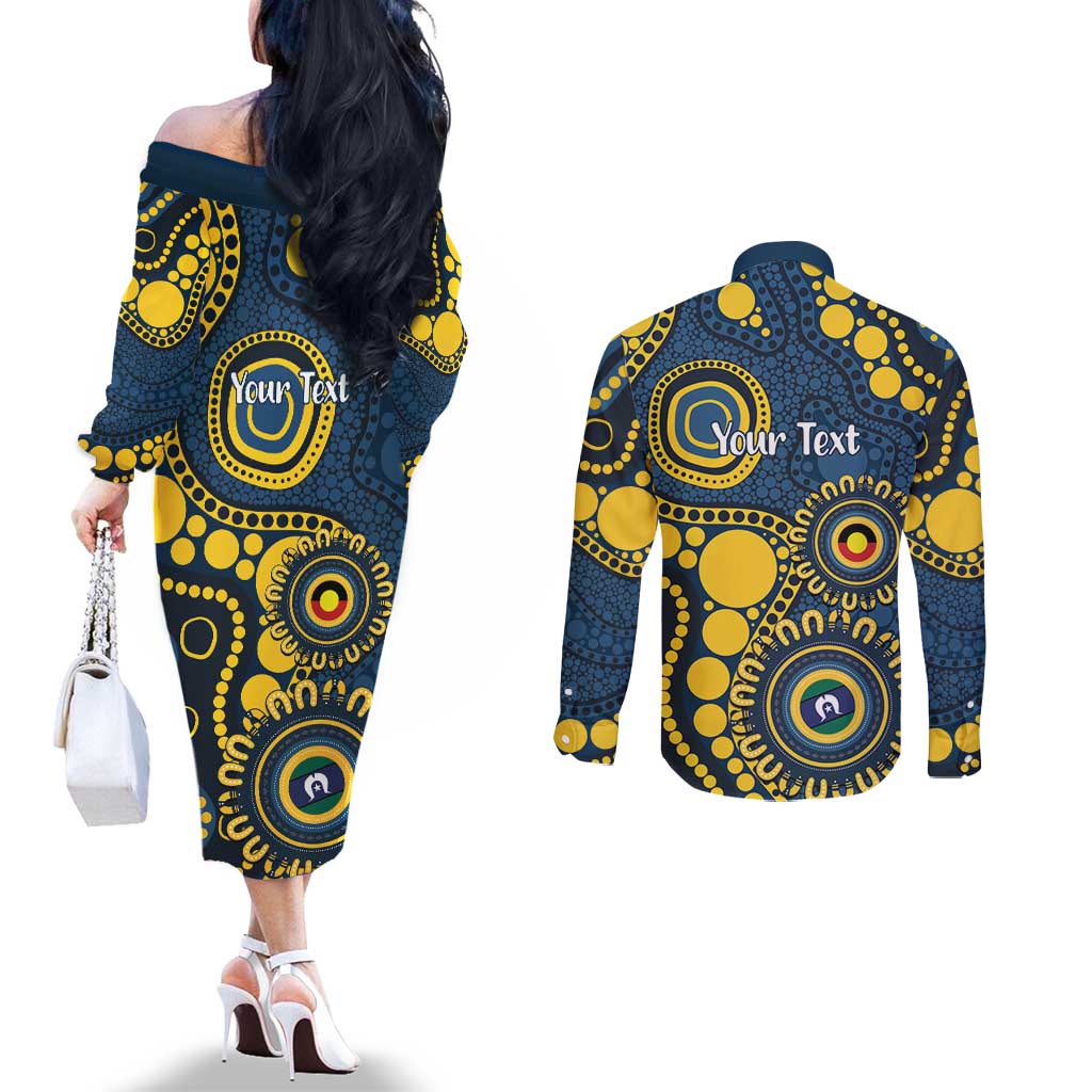 Cowboys NAIDOC Week 2026 Personalised Couples Matching Off The Shoulder Long Sleeve Dress and Long Sleeve Button Shirt 50 Years of Deadly Aboriginal Art