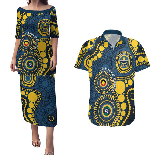 Cowboys NAIDOC Week 2026 Personalised Couples Matching Puletasi and Hawaiian Shirt 50 Years of Deadly Aboriginal Art
