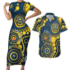 Cowboys NAIDOC Week 2026 Personalised Couples Matching Short Sleeve Bodycon Dress and Hawaiian Shirt 50 Years of Deadly Aboriginal Art