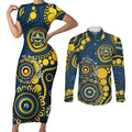 Cowboys NAIDOC Week 2026 Personalised Couples Matching Short Sleeve Bodycon Dress and Long Sleeve Button Shirt 50 Years of Deadly Aboriginal Art