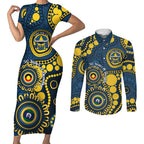 Cowboys NAIDOC Week 2026 Personalised Couples Matching Short Sleeve Bodycon Dress and Long Sleeve Button Shirt 50 Years of Deadly Aboriginal Art