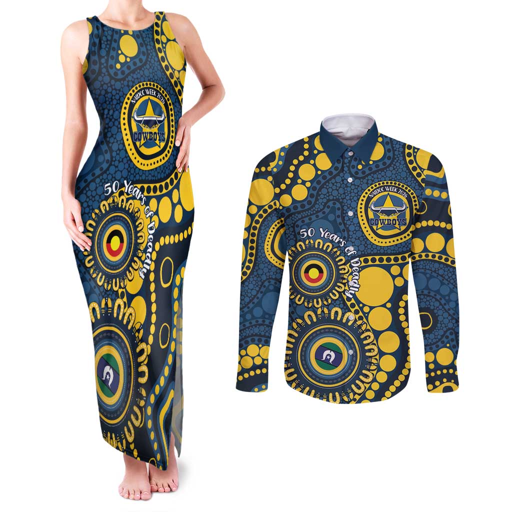 Cowboys NAIDOC Week 2026 Personalised Couples Matching Tank Maxi Dress and Long Sleeve Button Shirt 50 Years of Deadly Aboriginal Art