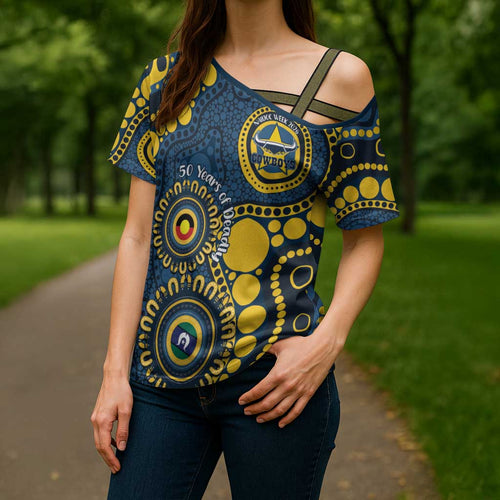 Cowboys NAIDOC Week 2026 Personalised Cross Shoulder Shirt 50 Years of Deadly Aboriginal Art