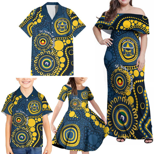 Cowboys NAIDOC Week 2026 Personalised Family Matching Off Shoulder Maxi Dress and Hawaiian Shirt 50 Years of Deadly Aboriginal Art