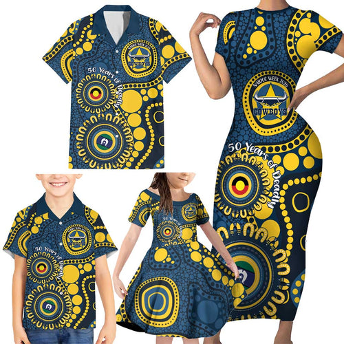 Cowboys NAIDOC Week 2026 Personalised Family Matching Short Sleeve Bodycon Dress and Hawaiian Shirt 50 Years of Deadly Aboriginal Art