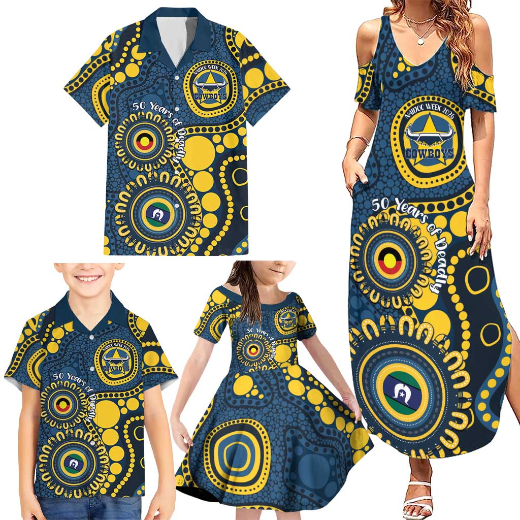 Cowboys NAIDOC Week 2026 Personalised Family Matching Summer Maxi Dress and Hawaiian Shirt 50 Years of Deadly Aboriginal Art