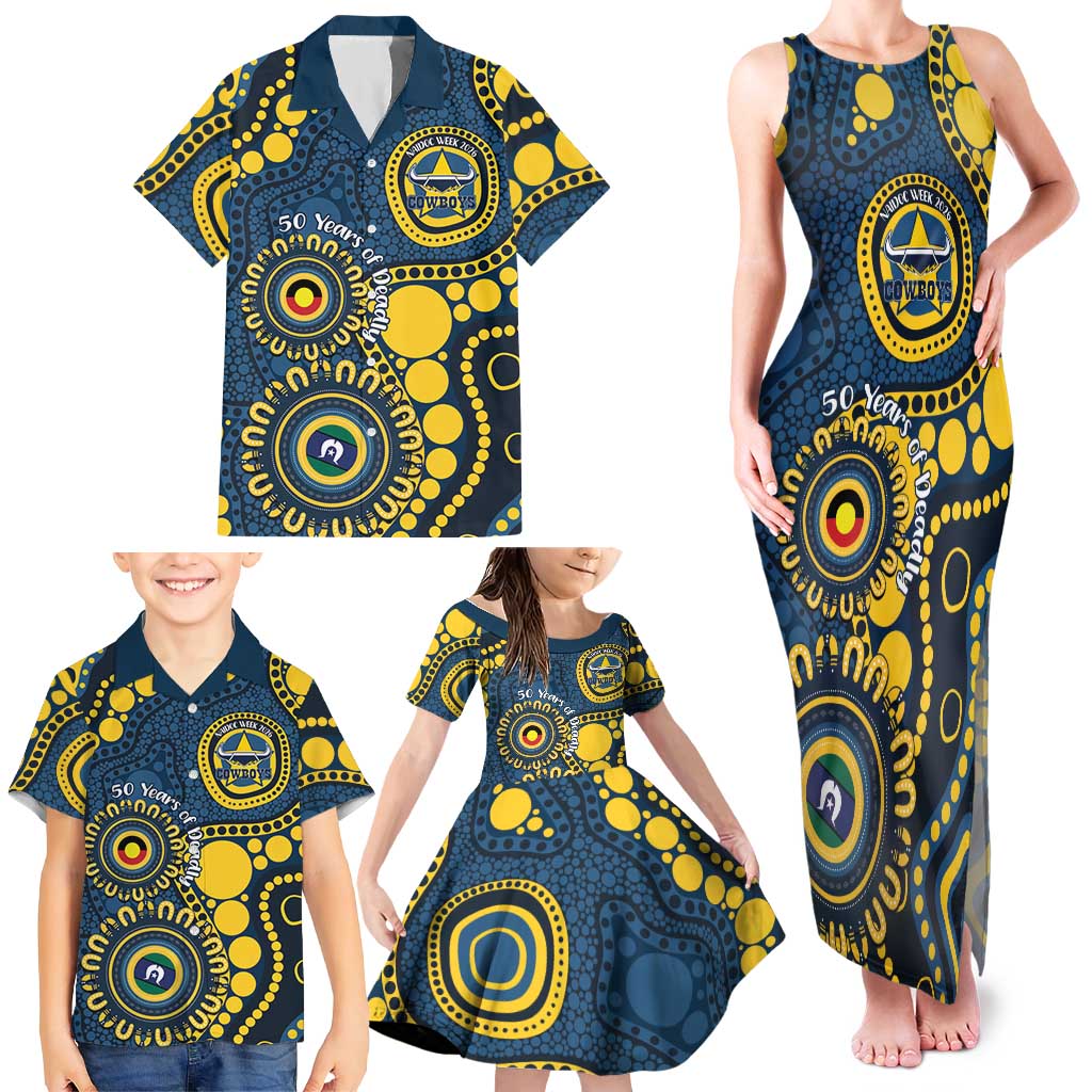 Cowboys NAIDOC Week 2026 Personalised Family Matching Tank Maxi Dress and Hawaiian Shirt 50 Years of Deadly Aboriginal Art