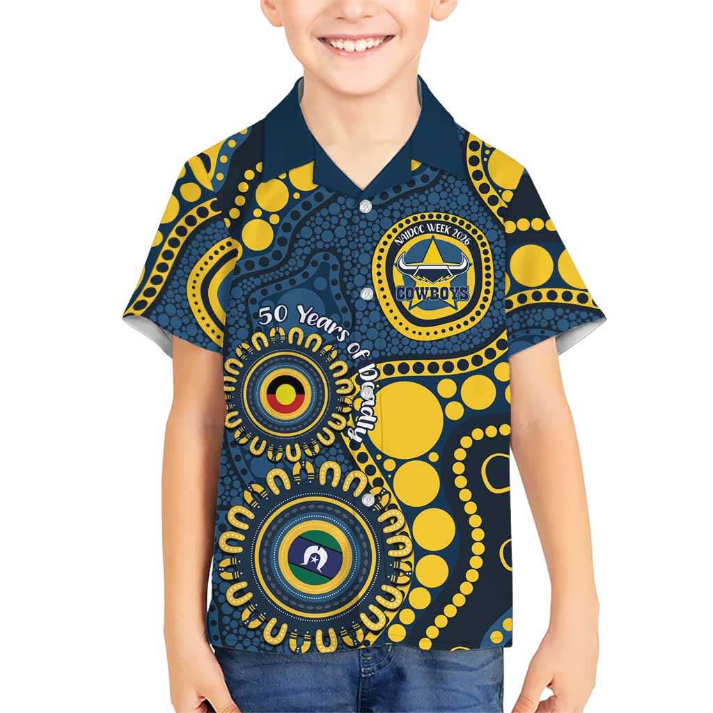 Cowboys NAIDOC Week 2026 Personalised Kid Hawaiian Shirt 50 Years of Deadly Aboriginal Art