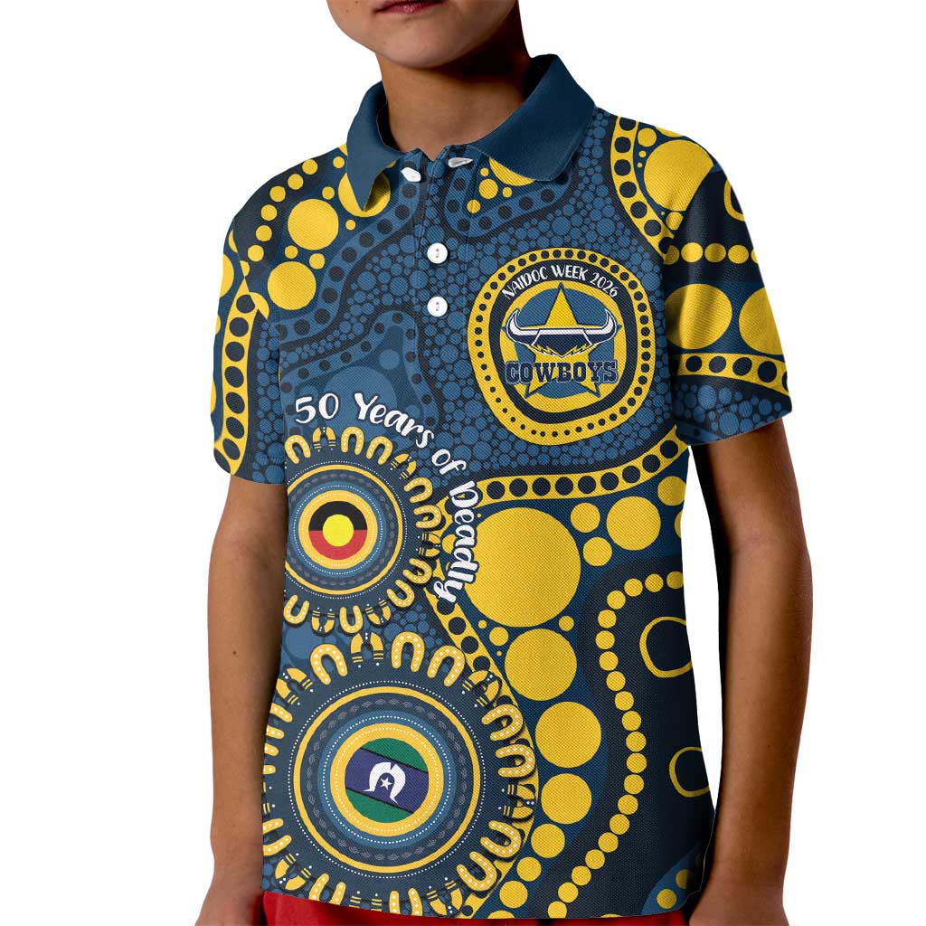 Cowboys NAIDOC Week 2026 Personalised Kid Polo Shirt 50 Years of Deadly Aboriginal Art