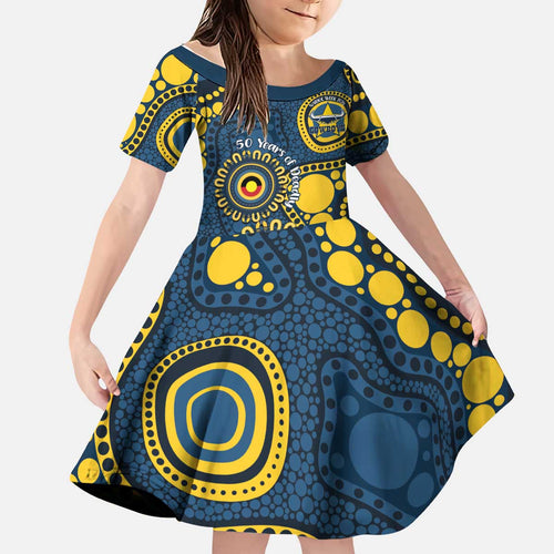 Cowboys NAIDOC Week 2026 Personalised Kid Short Sleeve Dress 50 Years of Deadly Aboriginal Art