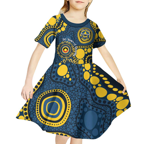 Cowboys NAIDOC Week 2026 Personalised Kid Short Sleeve Dress 50 Years of Deadly Aboriginal Art