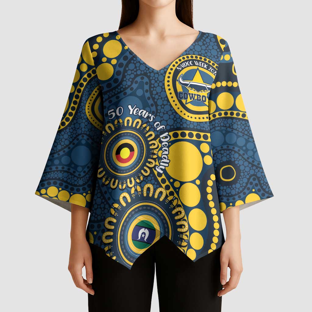 Cowboys NAIDOC Week 2026 Personalised Kimono Sleeve Blouse 50 Years of Deadly Aboriginal Art