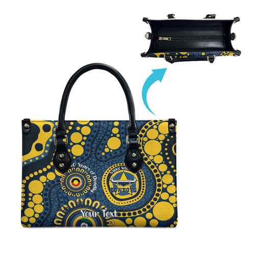 Cowboys NAIDOC Week 2026 Personalised Leather Bag 50 Years of Deadly Aboriginal Art