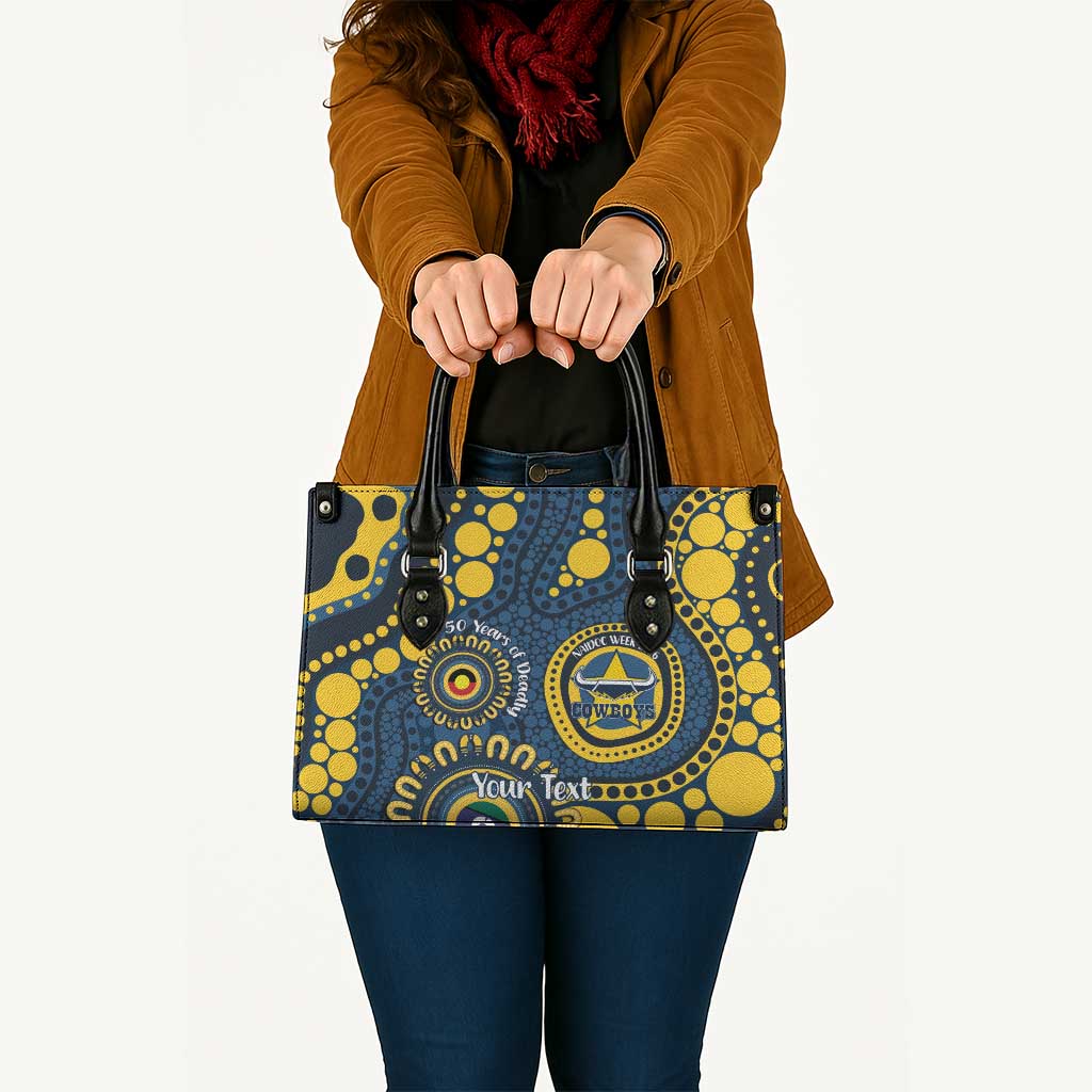 Cowboys NAIDOC Week 2026 Personalised Leather Bag 50 Years of Deadly Aboriginal Art