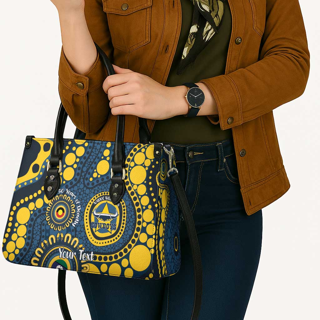 Cowboys NAIDOC Week 2026 Personalised Leather Bag 50 Years of Deadly Aboriginal Art