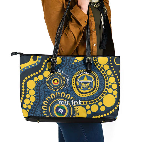 Cowboys NAIDOC Week 2026 Personalised Leather Tote Bag 50 Years of Deadly Aboriginal Art