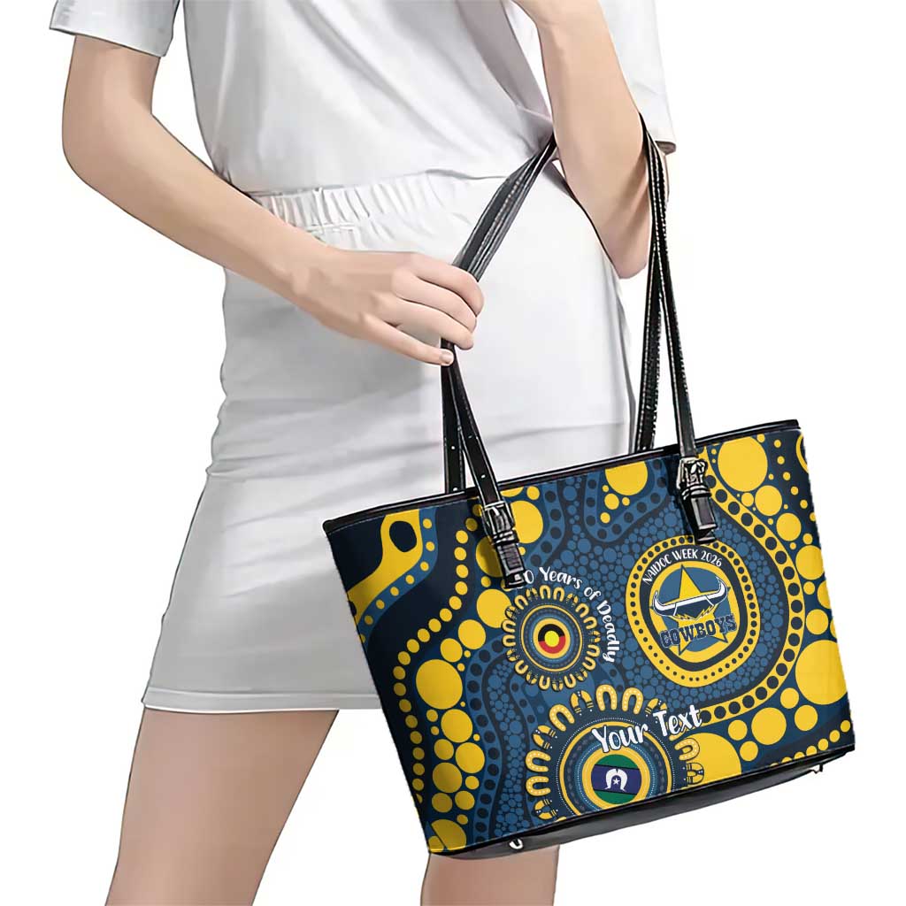 Cowboys NAIDOC Week 2026 Personalised Leather Tote Bag 50 Years of Deadly Aboriginal Art