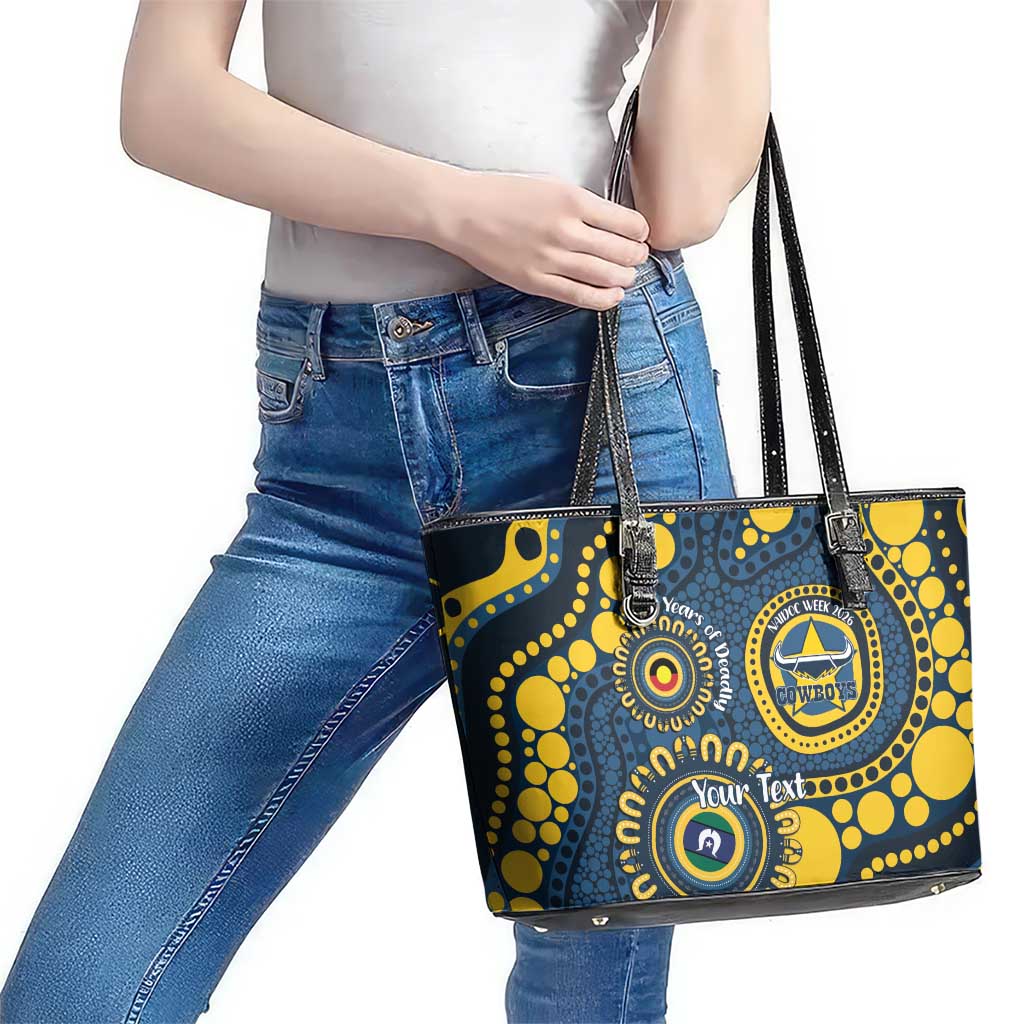 Cowboys NAIDOC Week 2026 Personalised Leather Tote Bag 50 Years of Deadly Aboriginal Art