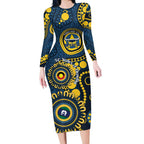 Cowboys NAIDOC Week 2026 Personalised Long Sleeve Bodycon Dress 50 Years of Deadly Aboriginal Art