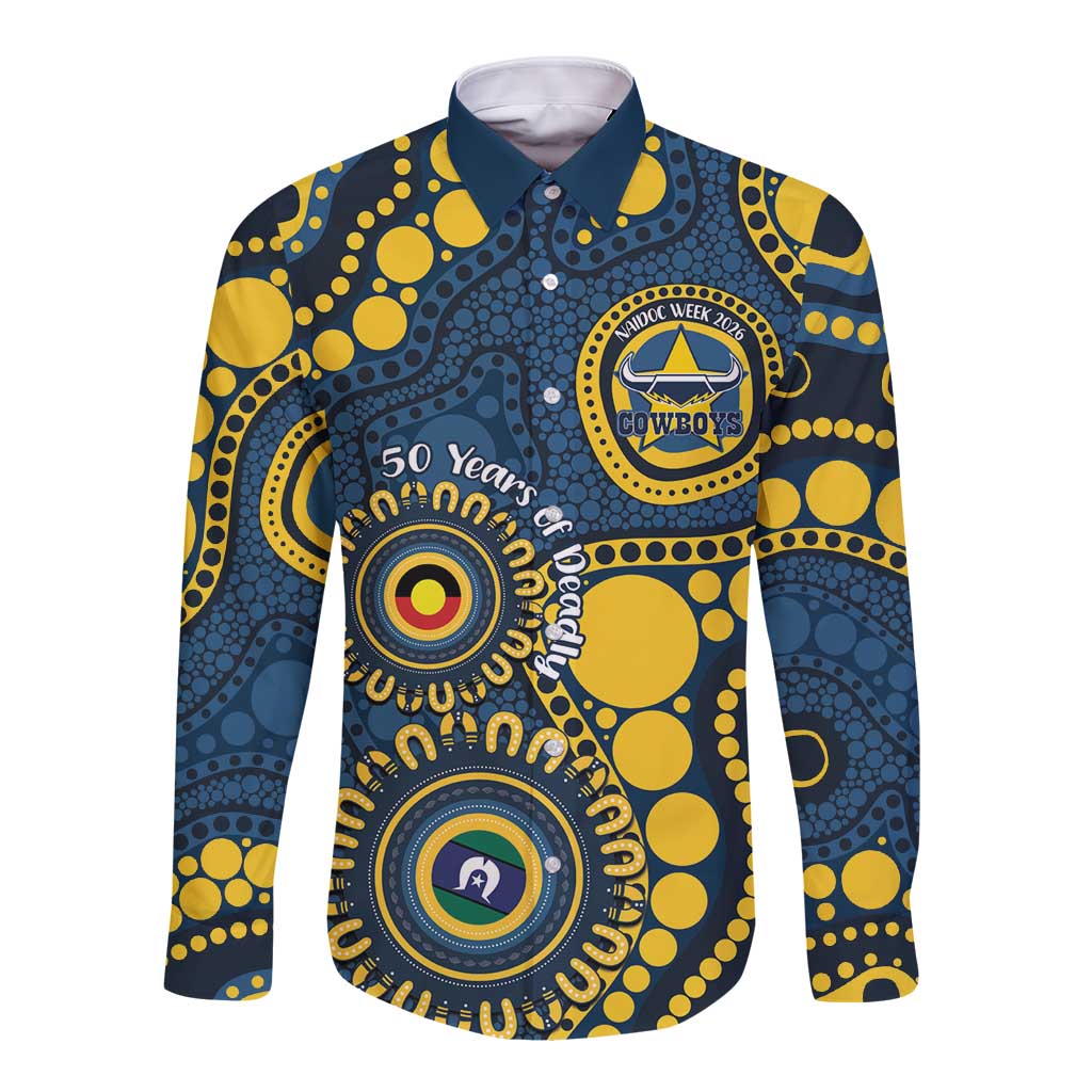 Cowboys NAIDOC Week 2026 Personalised Long Sleeve Button Shirt 50 Years of Deadly Aboriginal Art
