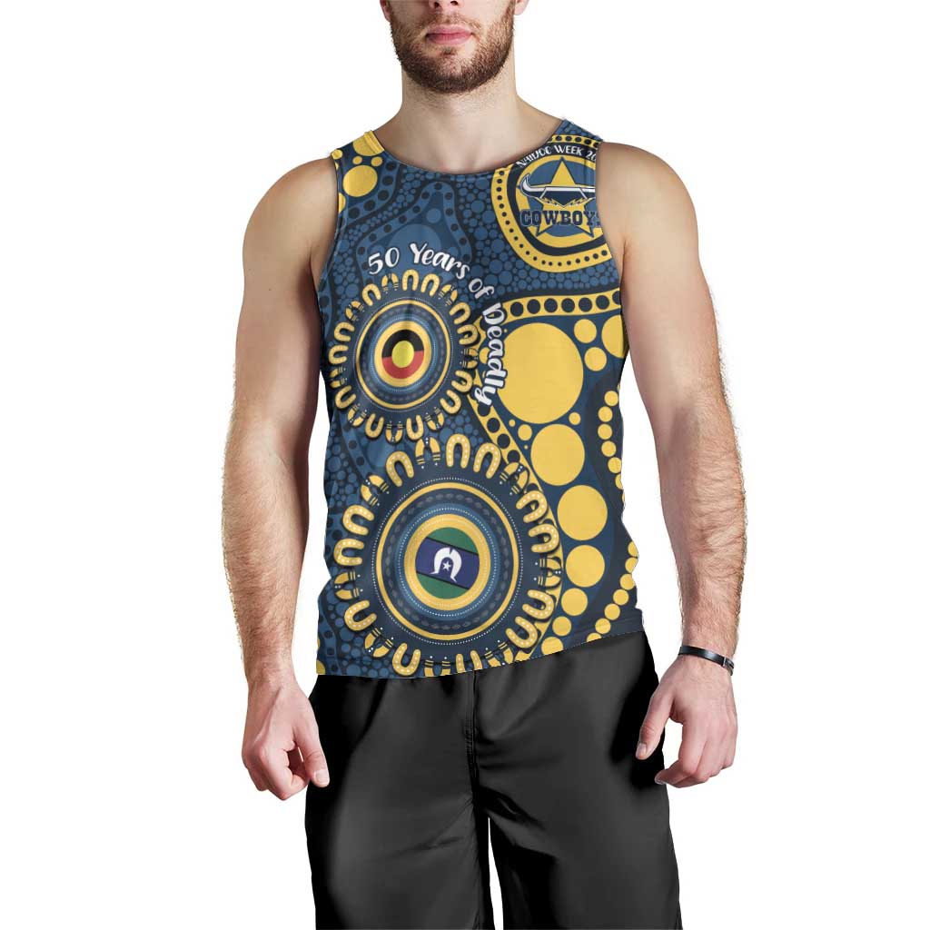Cowboys NAIDOC Week 2026 Personalised Men Tank Top 50 Years of Deadly Aboriginal Art