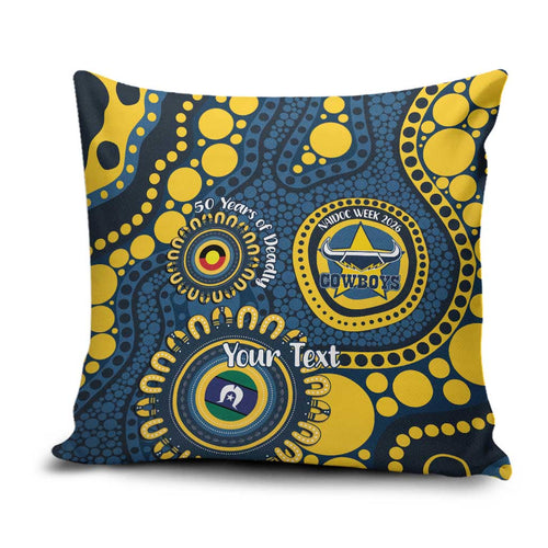 Cowboys NAIDOC Week 2026 Personalised Pillow Cover 50 Years of Deadly Aboriginal Art