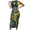 Cowboys NAIDOC Week 2026 Personalised Short Sleeve Bodycon Dress 50 Years of Deadly Aboriginal Art