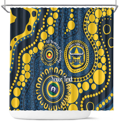 Cowboys NAIDOC Week 2026 Personalised Shower Curtain 50 Years of Deadly Aboriginal Art