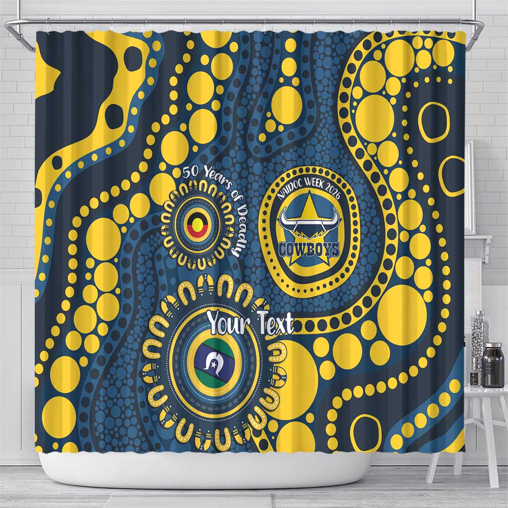 Cowboys NAIDOC Week 2026 Personalised Shower Curtain 50 Years of Deadly Aboriginal Art