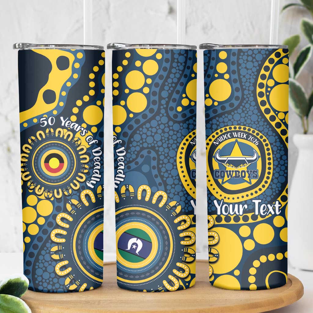 Cowboys NAIDOC Week 2026 Personalised Skinny Tumbler 50 Years of Deadly Aboriginal Art