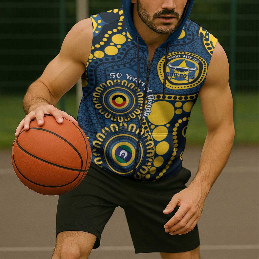 Cowboys NAIDOC Week 2026 Personalised Sleeveless Zip Hoodie 50 Years of Deadly Aboriginal Art