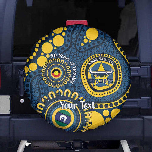 Cowboys NAIDOC Week 2026 Personalised Spare Tire Cover 50 Years of Deadly Aboriginal Art