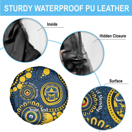 Cowboys NAIDOC Week 2026 Personalised Spare Tire Cover 50 Years of Deadly Aboriginal Art