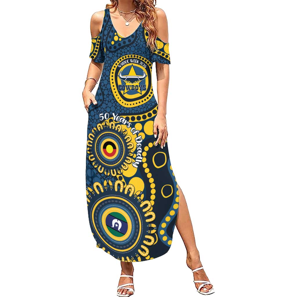 Cowboys NAIDOC Week 2026 Personalised Summer Maxi Dress 50 Years of Deadly Aboriginal Art