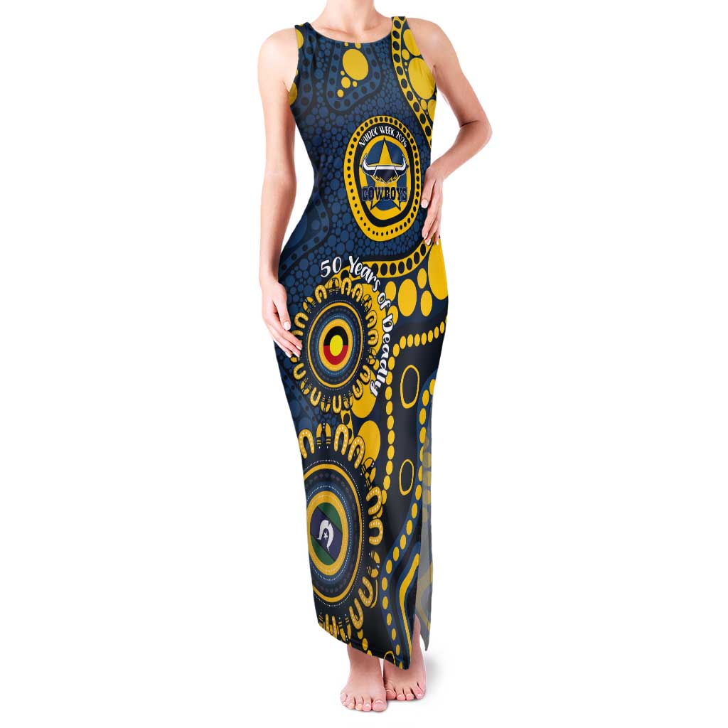 Cowboys NAIDOC Week 2026 Personalised Tank Maxi Dress 50 Years of Deadly Aboriginal Art