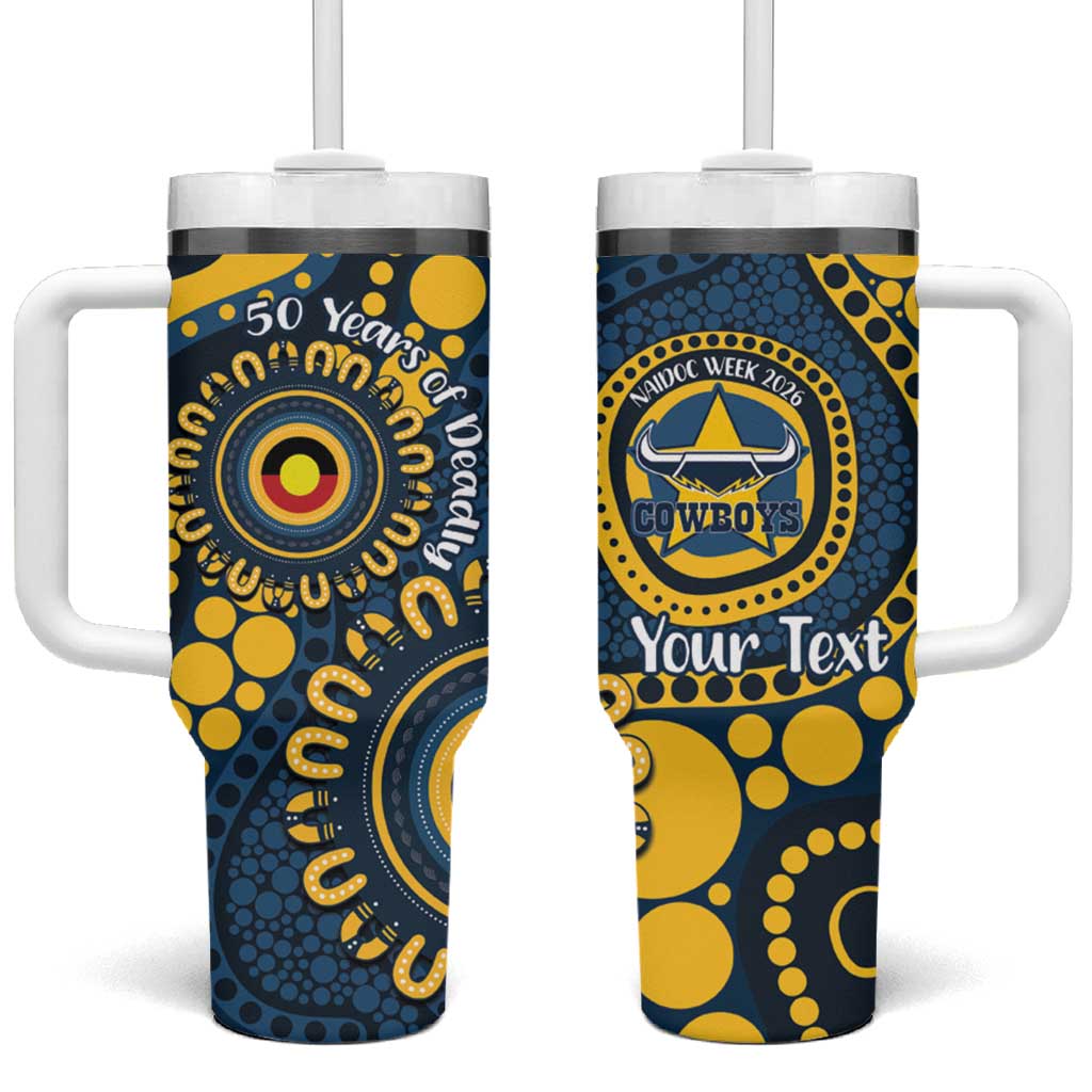 Cowboys NAIDOC Week 2026 Personalised Tumbler With Handle 50 Years of Deadly Aboriginal Art