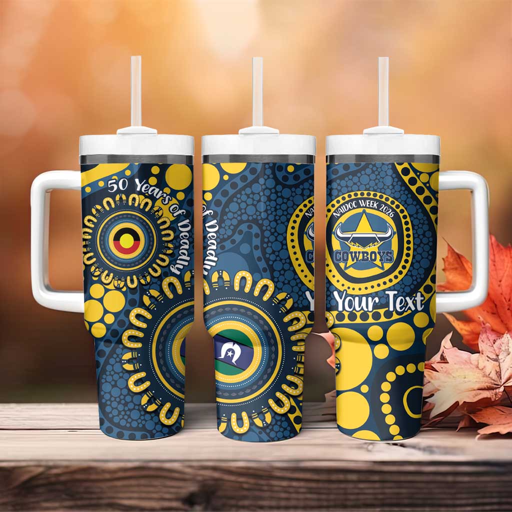 Cowboys NAIDOC Week 2026 Personalised Tumbler With Handle 50 Years of Deadly Aboriginal Art