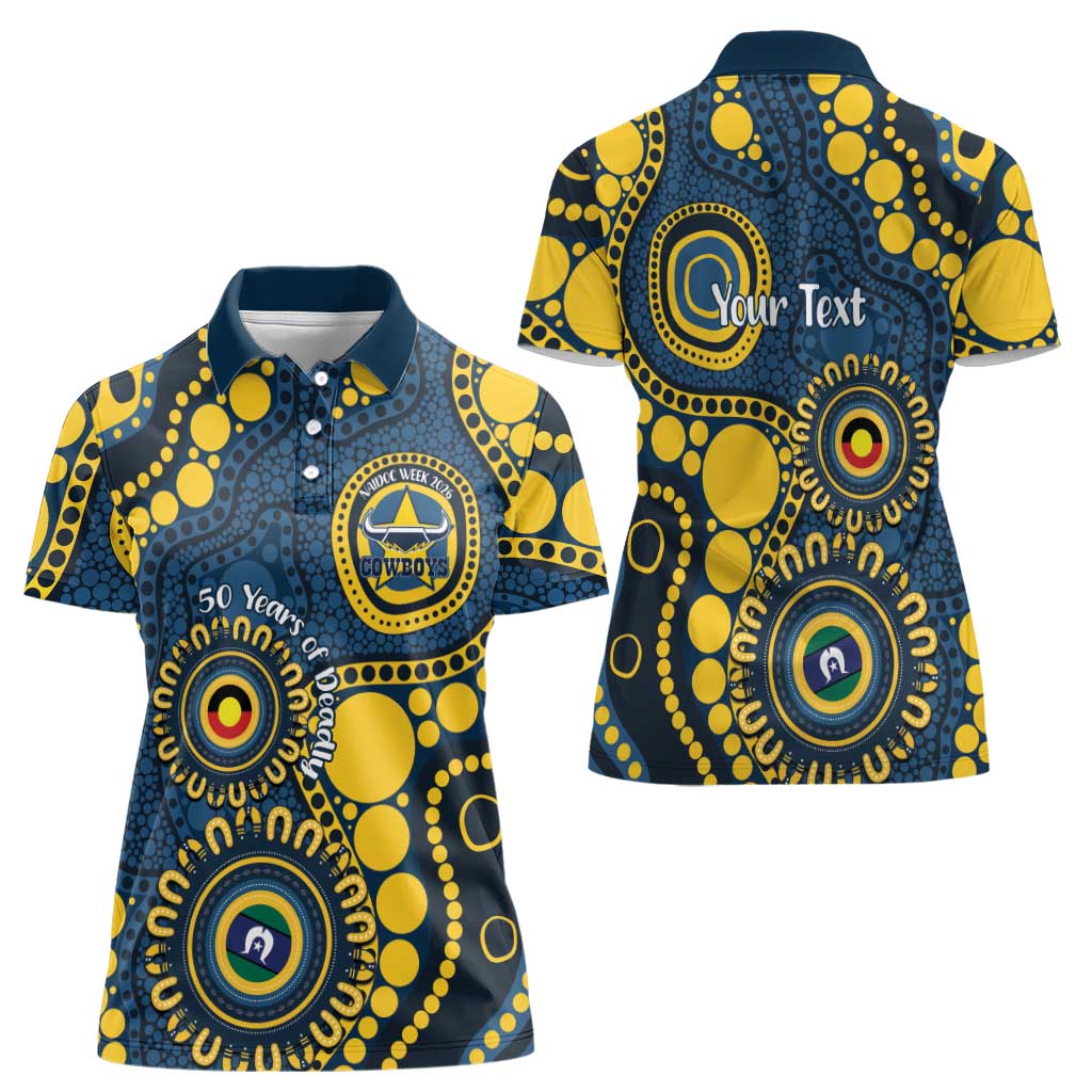 Cowboys NAIDOC Week 2026 Personalised Women Polo Shirt 50 Years of Deadly Aboriginal Art