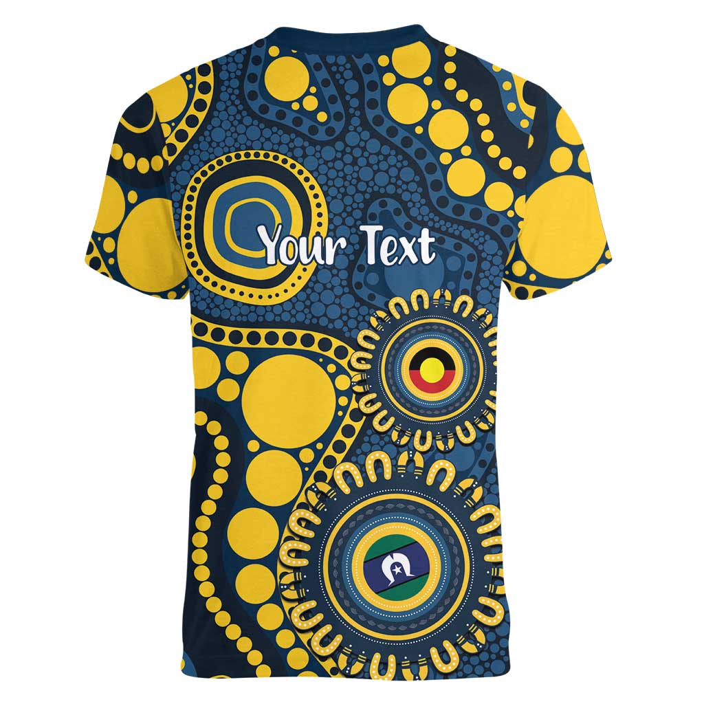 Cowboys NAIDOC Week 2026 Personalised Women V-Neck T-Shirt 50 Years of Deadly Aboriginal Art